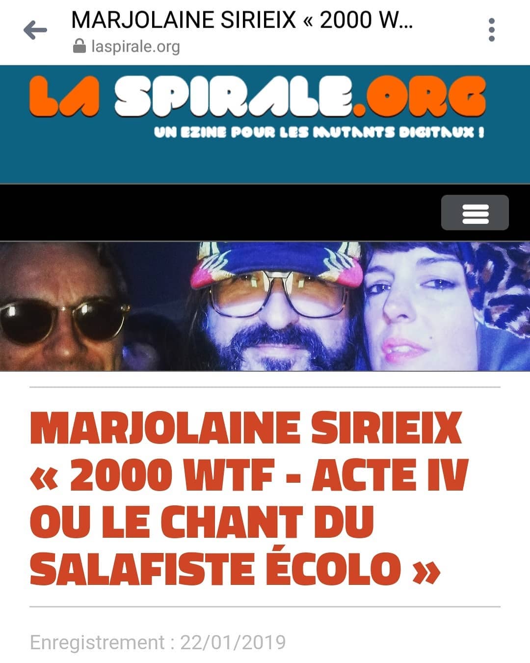 MARJOLAINE SIRIEIX « 2000 WTF - ACTE IV OU LE CHANT DU SALAFISTE ÉCOLO »
